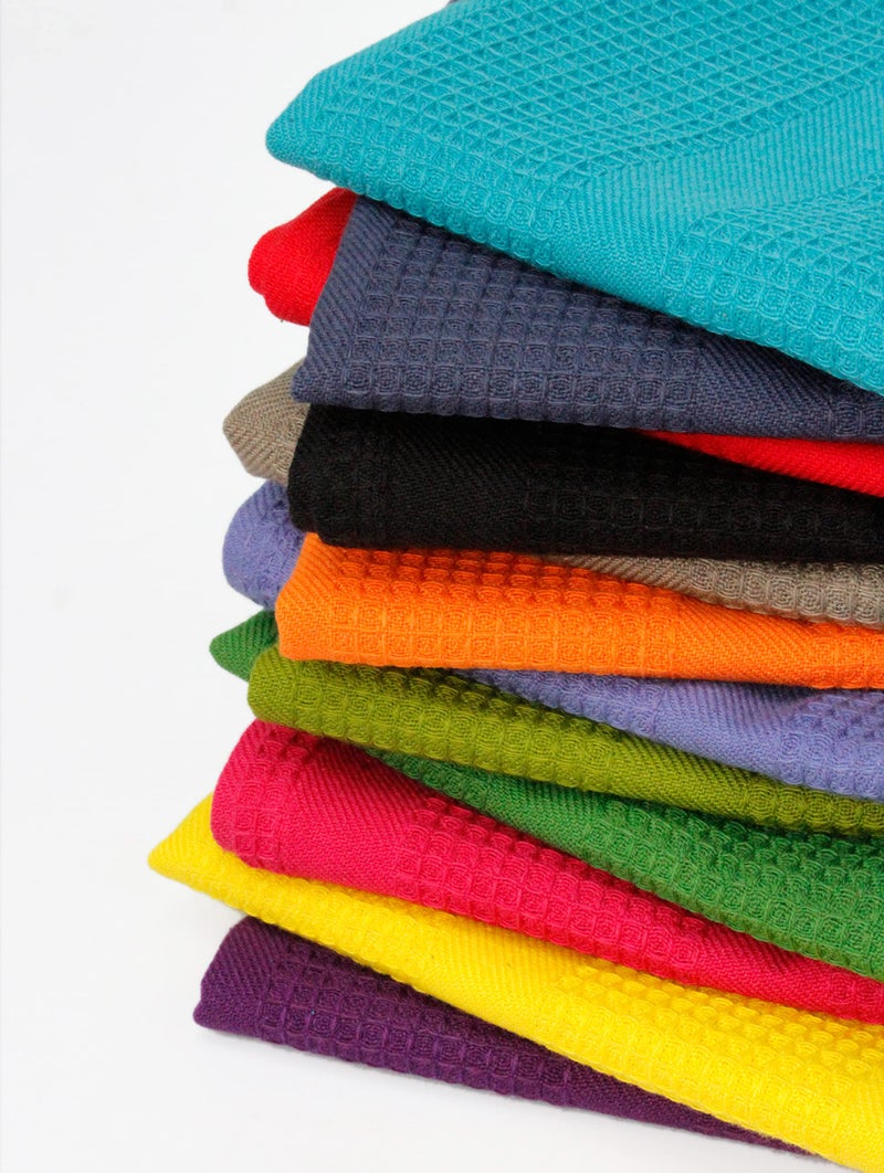Cotton Craft 12 Pack Multicolor Kitchen Towels 16x28 Inches- Pure Cotton, Absorbent Waffle Weave - Image 4